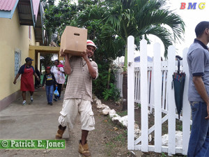 Food hamper recipient leaves 