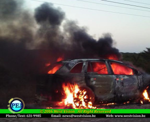 Vehicle fire on the George Price Highway