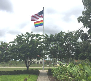 Rainbow Flag flying in Belmopan