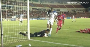 Woodrow West in goal for Belize Jaguars